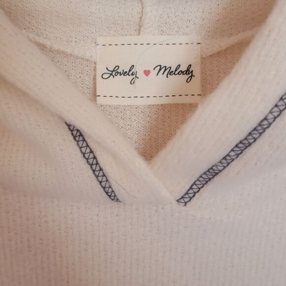 Lovely Melody Cream Sweater Hoodie with Multicolor Stripes size Large - Picture 3 of 4